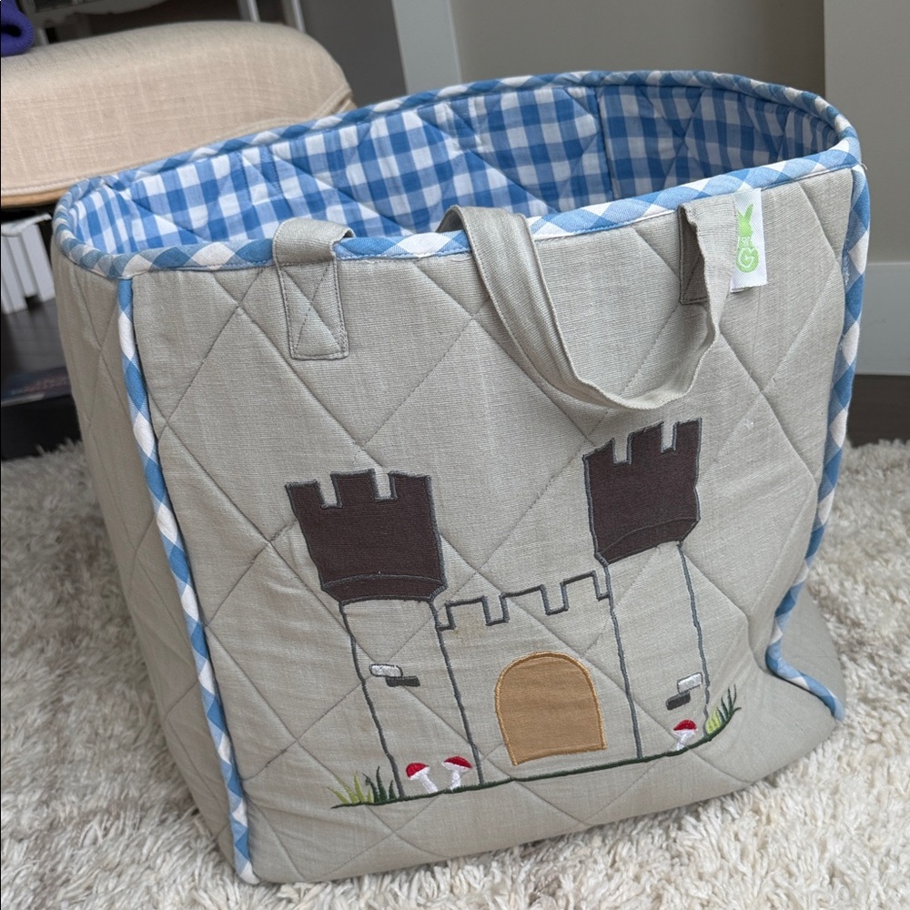 Serena & Lily Castle Quilted Toy Storage Bin